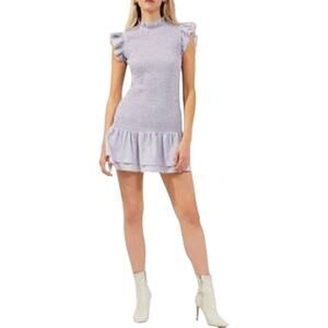 French Connection Elao Drape Forget Me Not Mini Ruffled Dress Womens Size Medium